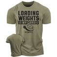 thumbnail image 1 of Gymish Loading Weights Is My Cardio Gym T-Shirt for Men – Funny Motivational Workout Shirt, Athletic Fitness Wear, Military Green, Small, 1 of 6