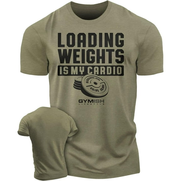 Gymish Loading Weights Is My Cardio Gym T-Shirt for Men – Motivational Workout Shirt, Mens Gym Shirt, Athletic Gym Clothes