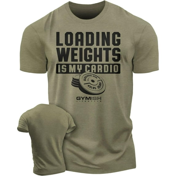 Gymish Loading Weights Is My Cardio Gym T-Shirt for Men – Motivational Workout Shirt, Mens Gym Shirt, Athletic Gym Clothes