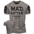 thumbnail image 1 of Gymish Mad Lifter Workout T-Shirt for Men – Funny Gym Shirt, Lifting Tee, Deadlift Shirt, Warm Grey with Sleeve Logo, XX-Large, 1 of 6