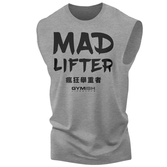 Gymish Mad Lifter Workout Tank Top for Men – Funny Gym Shirt, Lifting Tank, Deadlift Workout Top, Heather Grey, XX-Large