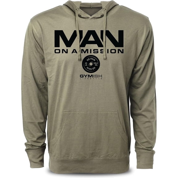 Gymish Man on Mission Workout Hoodie for Men – Motivational Gym Tee, Funny Lifting T-Shirt, Men’s Workout Apparel, Athletic Gym Wear
