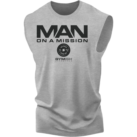 Gymish Man on Mission Workout Muscle Tank Top for Men – Motivational Gym Tee, Funny Lifting T-Shirt, Men’s Workout Apparel, Athletic Gym Wear