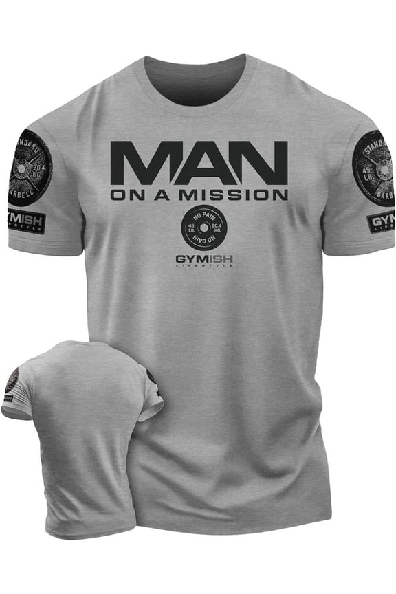 Man on Mission Workout Shirt for Men – Motivational Gym Tee, Funny Lifting T-Shirt, Men’s Workout Apparel, Athletic Gym Wear