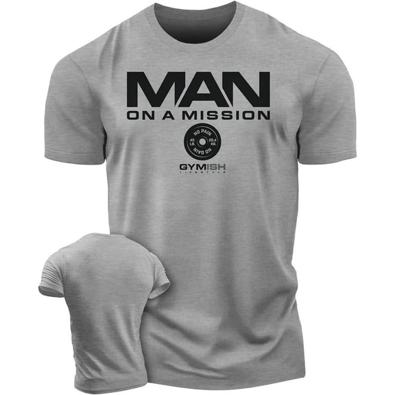 Gymish Man on Mission Workout Shirt for Men – Motivational Gym Tee, Funny Lifting T-Shirt, Men’s Workout Apparel, Athletic Gym Wear