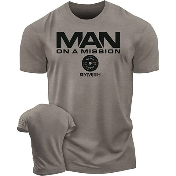 Gymish Man on Mission Workout Shirt for Men – Motivational Gym Tee, Funny Lifting T-Shirt, Men’s Workout Apparel, Athletic Gym Wear