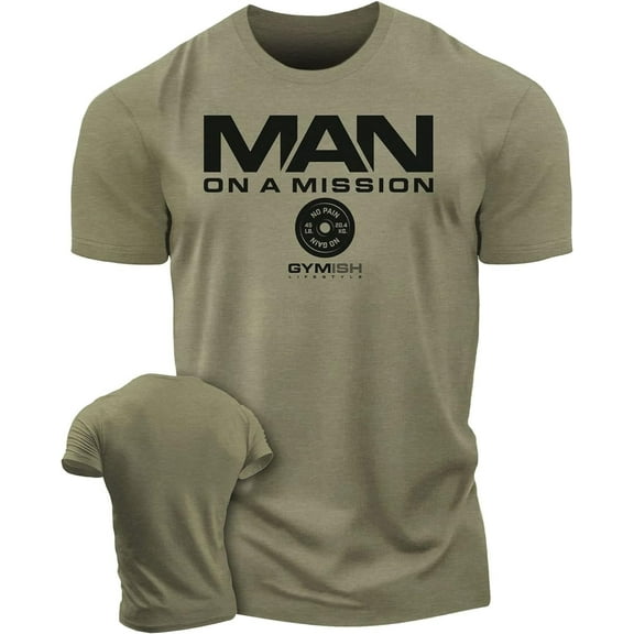 Gymish Man on Mission Workout Shirt for Men – Motivational Gym Tee, Funny Lifting T-Shirt, Men’s Workout Apparel, Athletic Gym Wear