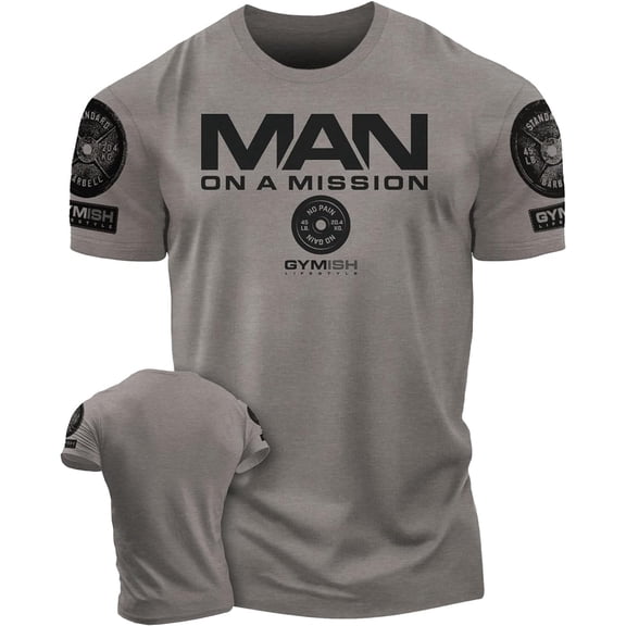 Gymish Man on Mission Workout Shirt for Men – Motivational Gym Tee, Funny Lifting T-Shirt, Men’s Workout Apparel, Athletic Gym Wear