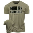 thumbnail image 1 of Gymish Midlife Crunches Workout Gym Shirt for Men – Funny Motivational Fitness T-Shirt, Athletic Gym Wear, Military Green, Small, 1 of 6