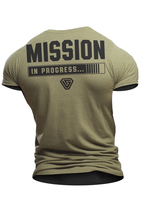 Mission In Progress Workout T-Shirt for Men – Funny Gym Shirt, Men's Gym Clothes, Athletic Lifting Tee, Workout Shirts for Men, Gym Wear for Fitness Training
