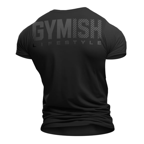 Gymish Motivational Workout Shirt for Men – Gym T-Shirt, Mens Gym Shirt, Gym Clothes, Fitness Gift for Men, Black on Black, XX-Large