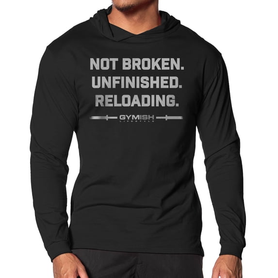 Gymish Not Broken Lightweight Long Sleeve Hooded T-shirt for Men