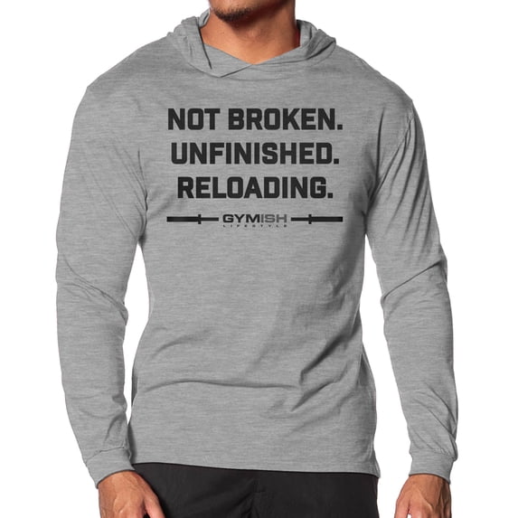Gymish Not Broken Lightweight Long Sleeve Hooded T-shirt for Men