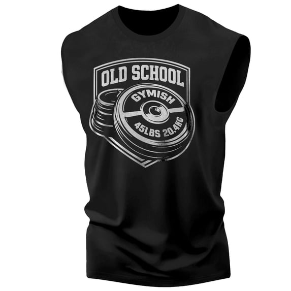 Gymish Old School Workout Muscle Tank Top for Men, Funny Gym Tank, Lifting Shirt, Deadlift Top, White, X-Large