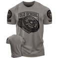 thumbnail image 1 of Gymish Old School Workout T-Shirt for Men, Funny Gym Shirt, Lifting Tee, Deadlift Shirt, Men's Athletic Top, Warm Grey with Sleeve Logo, Small, 1 of 6