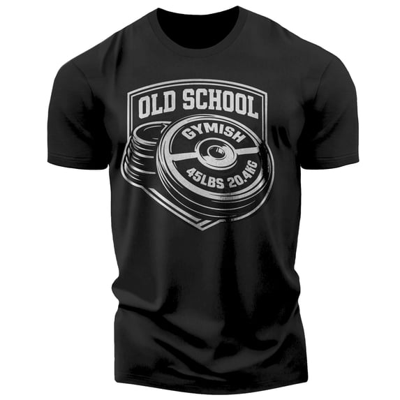 Gymish Old School Workout T-Shirt for Men, Funny Gym Shirt, Lifting Tee, Deadlift Shirt, Men's Athletic Top, White, X-Large