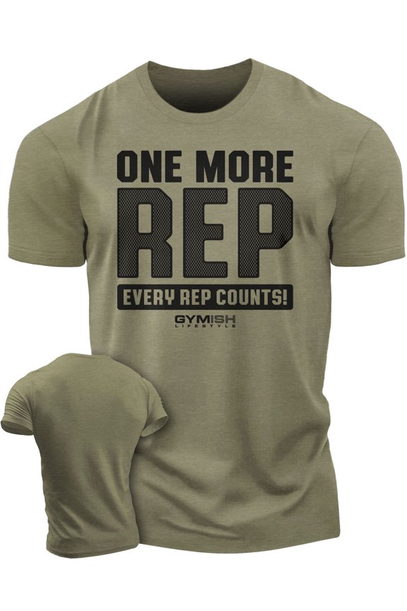 One More Rep Workout T-Shirt for Men – Funny Gym Shirt, Men's Athletic Tee, Lifting T-Shirt, Workout Clothes for Men, Fitness Training Apparel