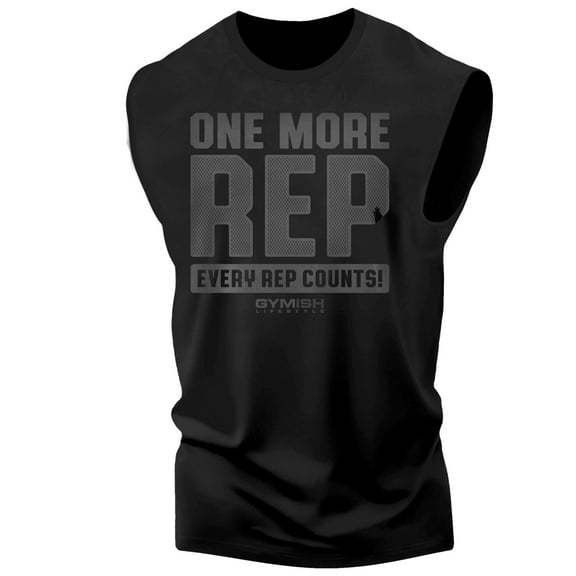 Gymish One More Rep Muscle Tank Top for Men – Funny Workout Shirt, Motivational Gym Wear, Sleeveless Fitness Tee, Lifting Apparel