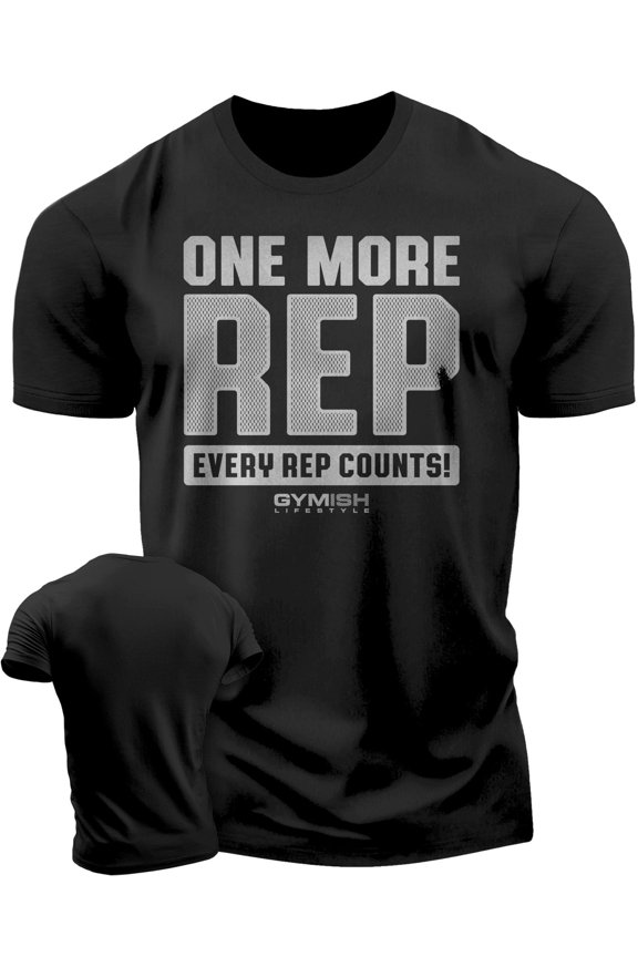 One More Rep Workout T-Shirt for Men – Funny Gym Shirt, Men's Athletic Tee, Lifting T-Shirt, Workout Clothes for Men, Fitness Training Apparel