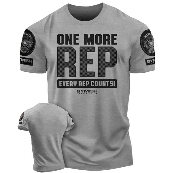 Gymish One More Rep Workout T-Shirt for Men – Funny Gym Shirt, Men's Athletic Tee, Lifting T-Shirt, Workout Clothes for Men, Fitness Training Apparel