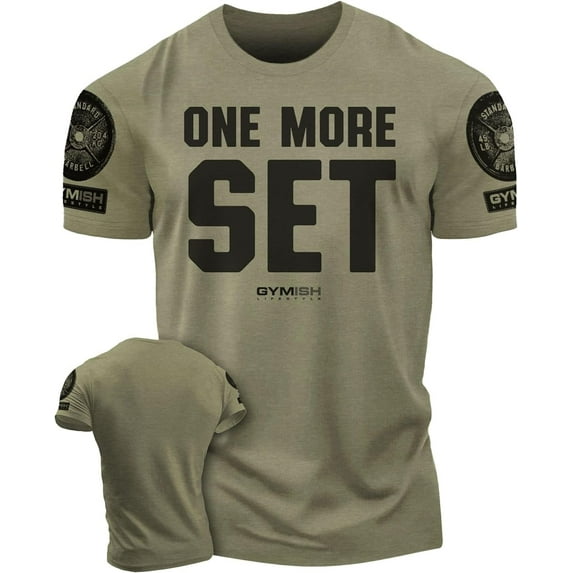 Gymish One More Set Workout T-Shirt – Motivational Lifting Shirt for Men, Funny Gym Tee, Men’s Athletic Workout Apparel