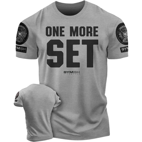 Gymish One More Set Workout T-Shirt – Motivational Lifting Shirt for Men, Funny Gym Tee, Men’s Athletic Workout Apparel