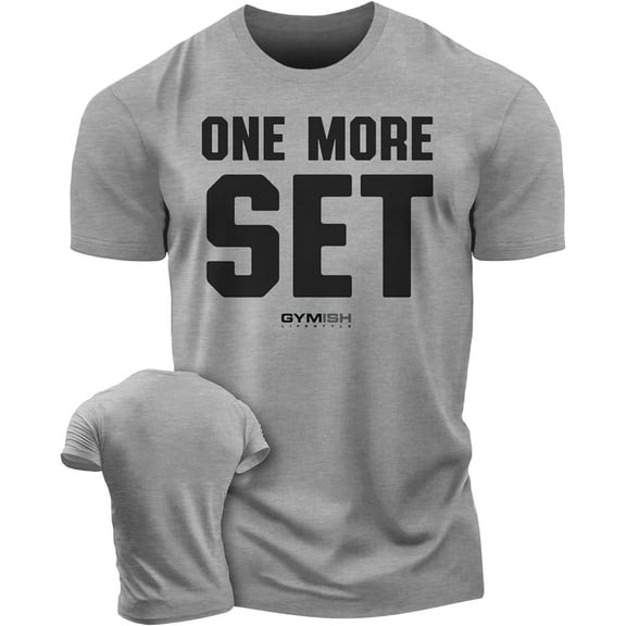 Gymish One More Set Workout T-Shirt – Motivational Lifting Shirt for Men, Funny Gym Tee, Men’s Athletic Workout Apparel