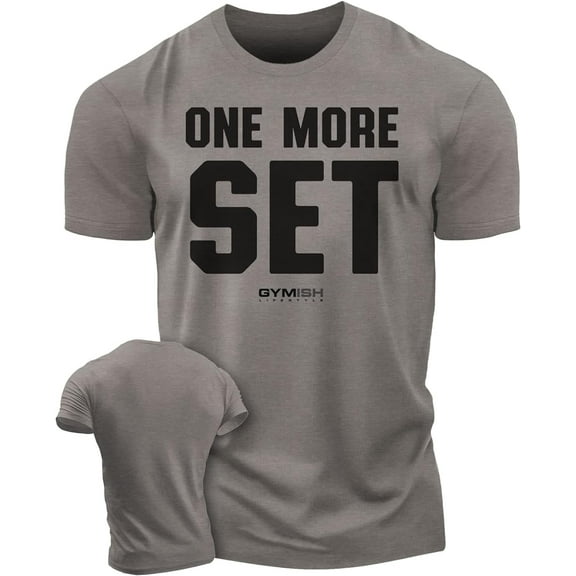 Gymish One More Set Workout T-Shirt – Motivational Lifting Shirt for Men, Funny Gym Tee, Men’s Athletic Workout Apparel