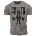 thumbnail image 1 of Gymish PULL TO POWER Workout T-Shirt – Funny Gym Shirt for Men, Lifting T-Shirt for Deadlift, Warm Grey, Large, 1 of 6