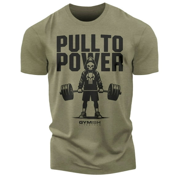 Gymish PULL TO POWER Workout T-Shirt – Funny Gym Shirt for Men, Lifting T-Shirt for Deadlift, Powerlifting & Strength Training