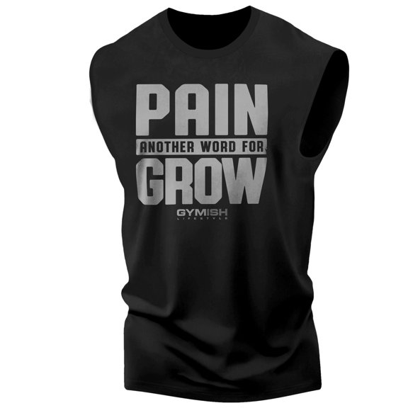 Gymish Pain for Grow Workout Muscle Tank Top for Men, Funny Gym Shirts, Lifting T-Shirt, Deadlift Tee, Men's Gym Shirt, Workout Tops, Powerlifting & Bodybuilding Tee
