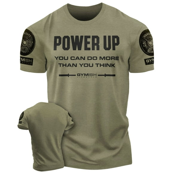 Gymish Power Up Workout T-Shirt for Men – Funny Gym Shirt, Mens Gym TShirt, Motivational Fitness Tee, Gym Clothes for Men