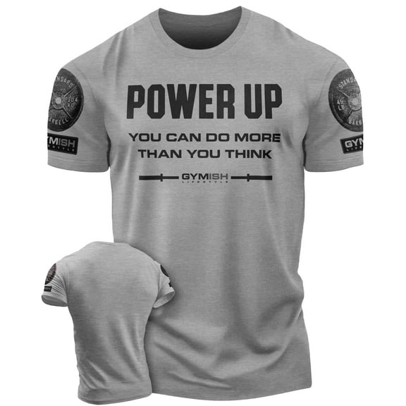 Gymish Power Up Workout T-Shirt for Men – Funny Gym Shirt, Mens Gym TShirt, Motivational Fitness Tee, Gym Clothes for Men