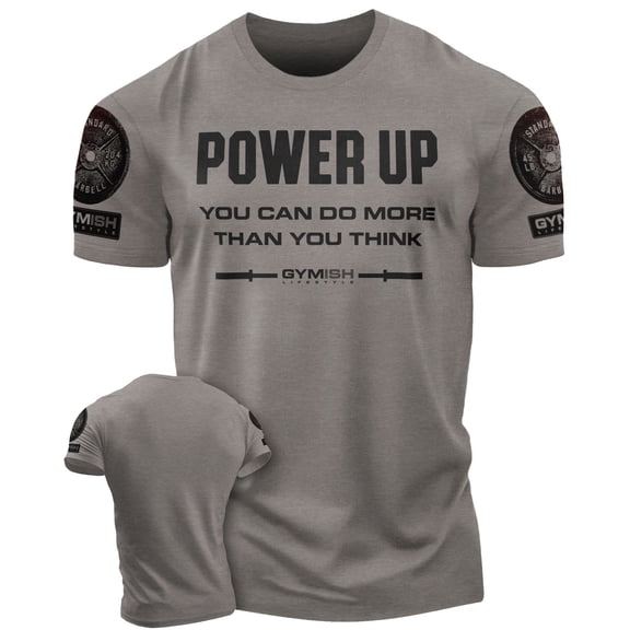 Gymish Power Up Workout T-Shirt for Men – Funny Gym Shirt, Mens Gym TShirt, Motivational Fitness Tee, Gym Clothes for Men
