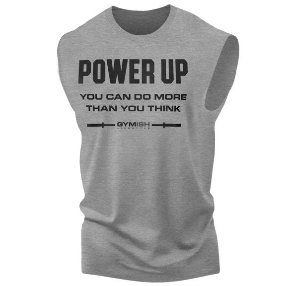 Gymish Power Up Workout Tank Top for Men – Funny Gym Shirt, Mens Gym TShirt, Motivational Fitness Tee, Gym Clothes for Men
