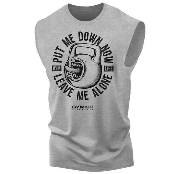 Gymish Put Me Down Kettlebell Gym TankT op for Men – Funny Workout T-Shirt, Men's Gym Shirt, Gym T-Shirt for Men, Workout Shirt, Gym Wear, Gym Clothes, Men's Athletic Shirt, Gym Top