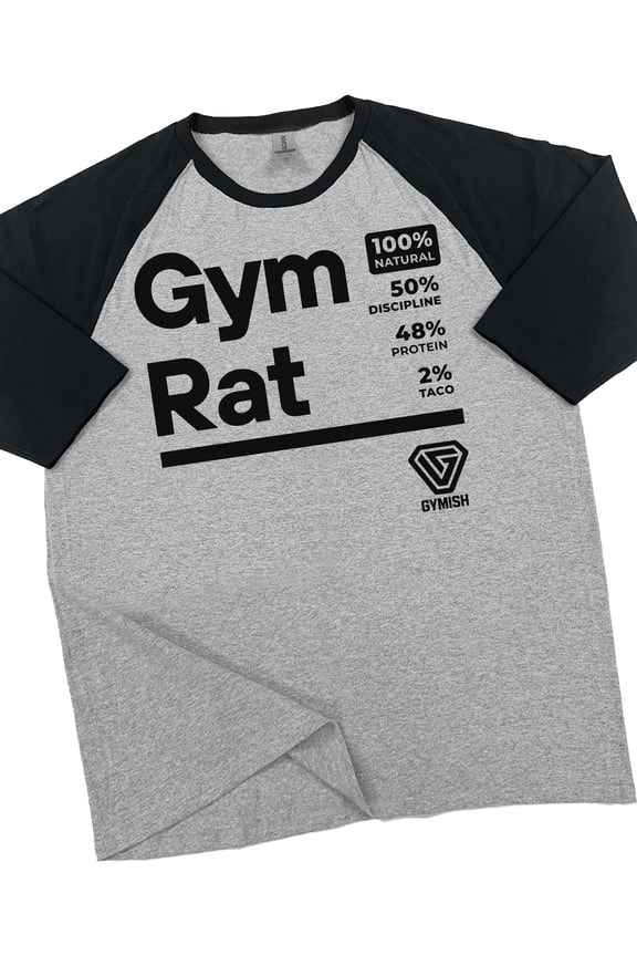 RAGLAN Gym Rat Workout T-Shirt for Men – Funny Gym Shirt, Men’s Athletic Raglan Tee, Lifting T-Shirt, Fitness & Workout Apparel