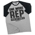 thumbnail image 1 of Gymish Raglan One More Rep Workout T-Shirt for Men – Funny Gym Shirt, Men's Fitness Apparel, Heather Grey, Small, 1 of 6
