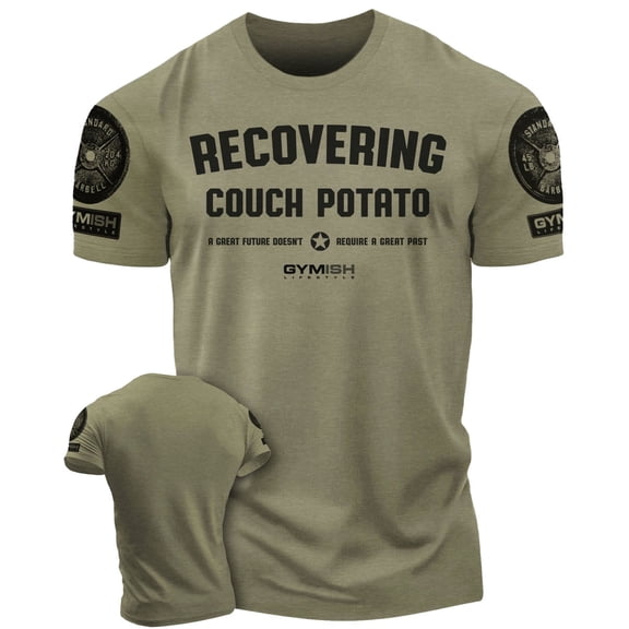 Gymish Recovering Couch Potato Workout T-Shirt - Funny Gym Shirt, Men's Lifting T-Shirt, Gym T-Shirts for Men, Athletic Workout Gear