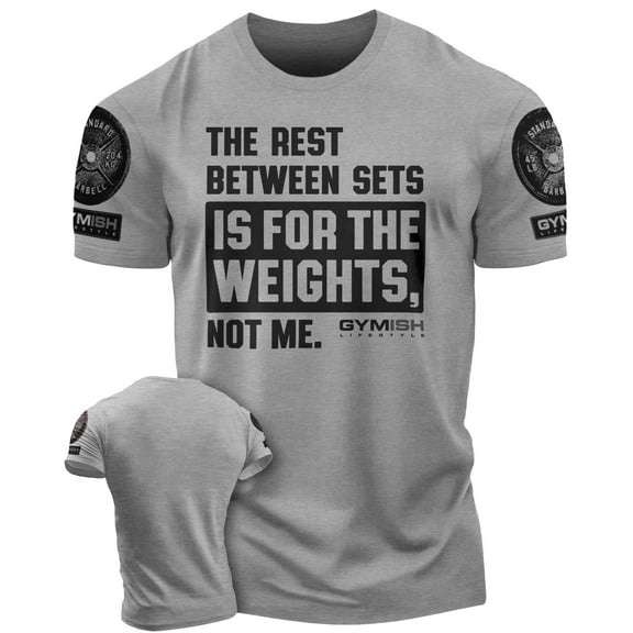 Gymish Rest Between Sets Workout T-Shirt for Men – Funny Gym Shirt, Mens Gym TShirt, Gym Clothes for Men, Athletic Workout Wear
