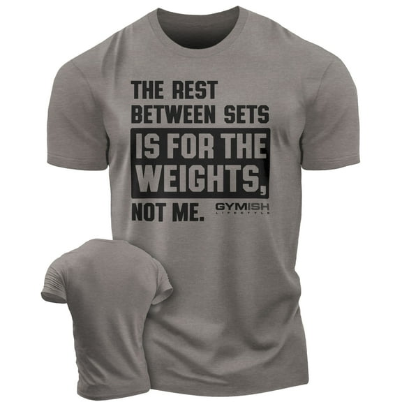 Gymish Rest Between Sets Workout T-Shirt for Men – Funny Gym Shirt, Mens Gym TShirt, Gym Clothes for Men, Athletic Workout Wear