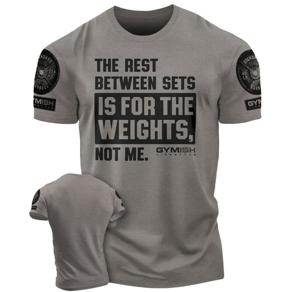 Gymish Rest Between Sets Workout T-Shirt for Men – Funny Gym Shirt, Mens Gym TShirt, Gym Clothes for Men, Athletic Workout Wear