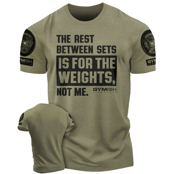 Gymish Rest Between Sets Workout T-Shirt for Men – Funny Gym Shirt, Mens Gym TShirt, Gym Clothes for Men, Athletic Workout Wear