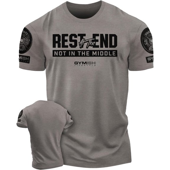 Gymish Rest at The End Workout Shirt for Men – Motivational Gym T-Shirt, Mens Gym Shirt, Gym Clothes for Men, Athletic Workout Wear for Gym-Goers