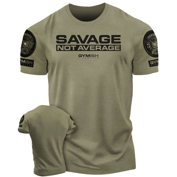 Gymish Savage Not Average Workout T-Shirt for Men – Funny Gym Shirt, Lifting Tee, Deadlift Shirt, Athletic Wear