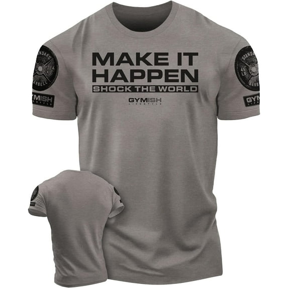 Gymish Shock The World Men’s Workout T-Shirt – Funny Gym Shirt, Lifting Tee, Fitness & Bodybuilding Top