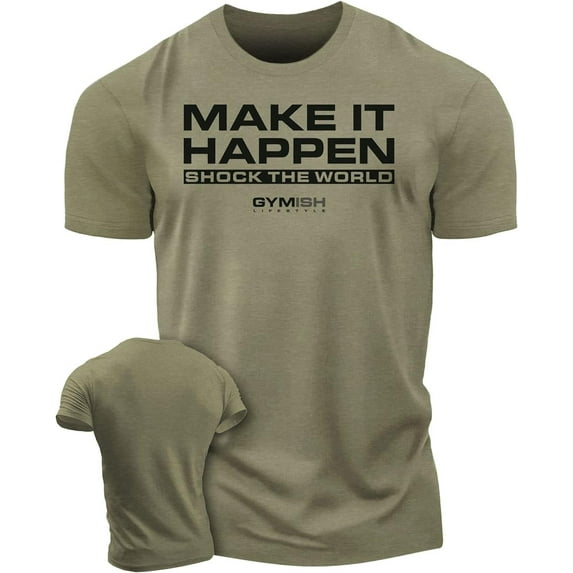 Gymish Shock The World Workout T-Shirt for Men – Funny Gym Shirt, Men's Gym T-Shirt, Lifting Shirt, Deadlift Tee, Workout Shirt, Gym Wear, Athletic Shirt for Men