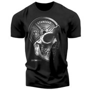 Gymish SkullPlate Men s Workout T-Shirt   Skull Weight Plate Gym Shirt, Funny Lifting Tee, Silver, Medium