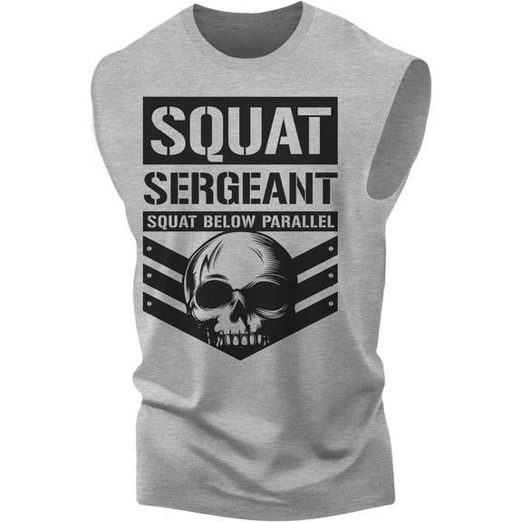 Gymish Squat Sergeant Workout Muscle Tank Top – Funny Gym Shirt for Men, Lifting T-Shirt, Deadlift Tee, Men’s Workout Shirt, Gym Clothes, Athletic Gym Wear for Men