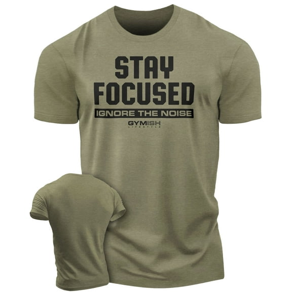 Gymish Stay Focused Workout T-Shirt for Men – Funny Gym Shirt, Mens Gym TShirt, Motivational Fitness Tee, Gym Clothes for Men